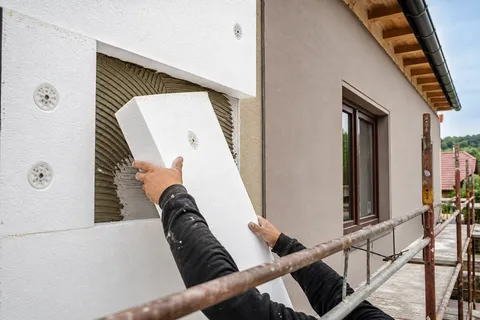 Nová zateplená dvoubarevná fasáda rodinného domu